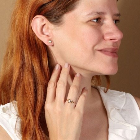 Anillo plata baño oro y circonita "Wish"