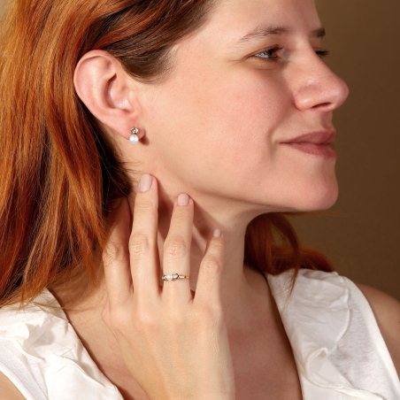 Pendientes Oro 9k, perlas y circonitas "Redna"