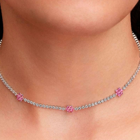 Collar Pandora Tenis flor rosa 394561C01