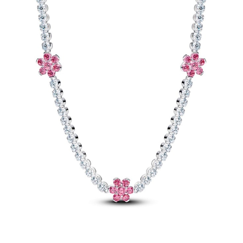 Collar Pandora Tenis flor rosa 394561C01