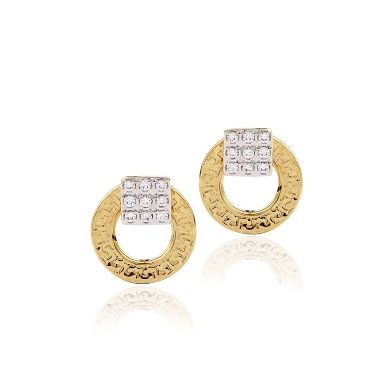 Pendientes "Quarant" Oro Bicolor 18K con circonitas