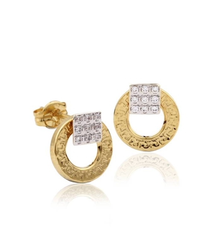 Pendientes "Quarant" Oro Bicolor 18K con circonitas