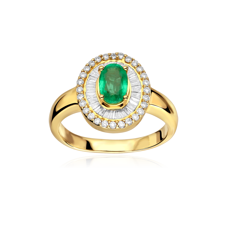 Anillo Oro 18k esmeralda y diamantes 0.44cts "Ganove"