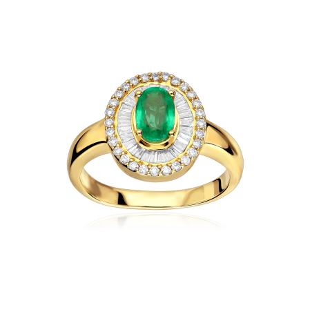 Anillo Oro 18k esmeralda y diamantes 0.44cts "Ganove"