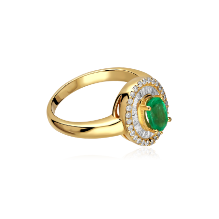 Anillo Oro 18k esmeralda y diamantes 0.44cts "Ganove"