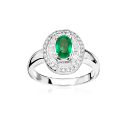 Anillo Oro 18k esmeralda y diamantes 0 44cts  Ganove 