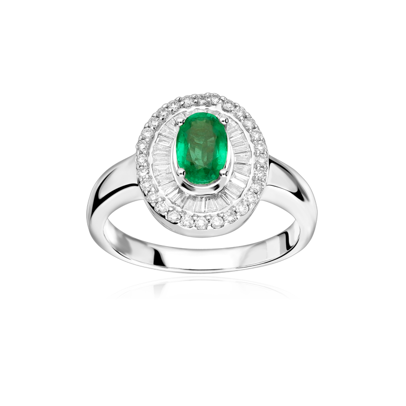 Anillo Oro 18k esmeralda y diamantes 0.44cts "Ganove"