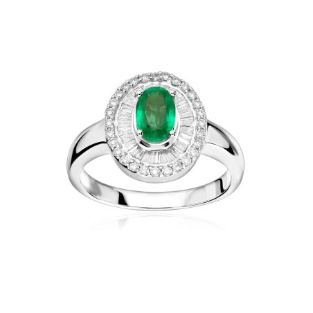 Anillo Oro 18k esmeralda y diamantes 0.44cts "Ganove"