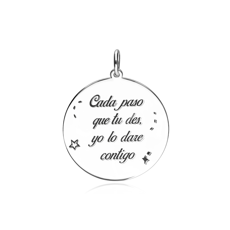 Placa ramo Plata ley con cinta "Cada paso"