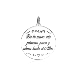 Placa ramo Plata ley con cinta "De tu mano"