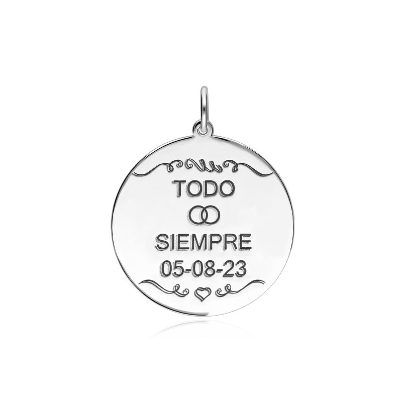 Placa ramo Plata ley con cinta "Para siempre"