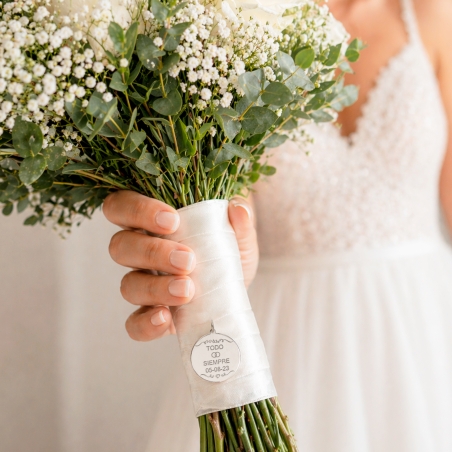 Placa ramo Plata ley con cinta "Trocito de cielo"