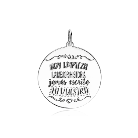 Placa ramo Plata ley con cinta "La mejor historia"