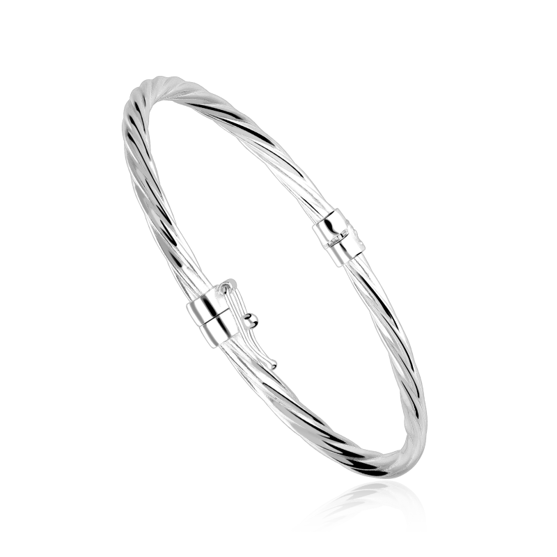 Pulsera rígida rizada plata de ley "Dengru"