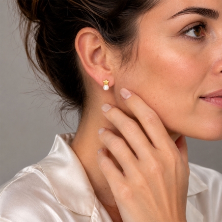 Pendientes Plata primera ley y perlas "Estrellita"