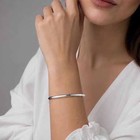 Pulsera rígida tubo plata de ley 4mm "Drass"