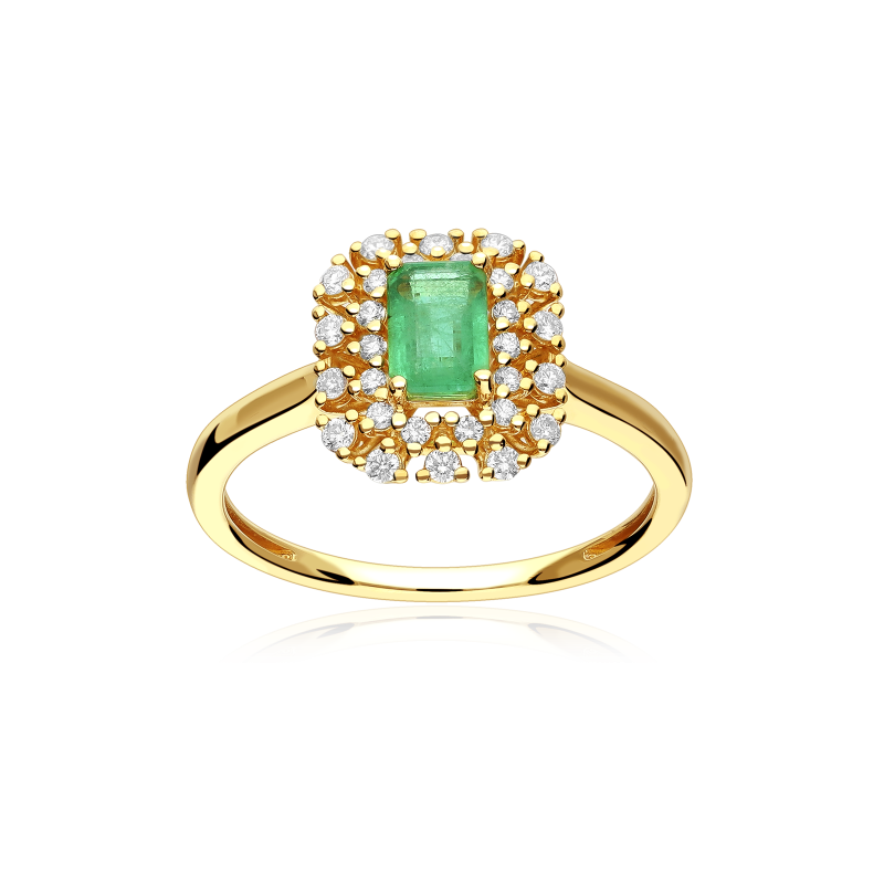Anillo Oro 18k, esmeralda y diamantes 0.336cts "Retros"