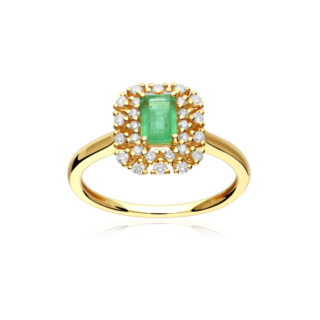 Anillo Oro 18k, esmeralda y diamantes 0.336cts "Retros"