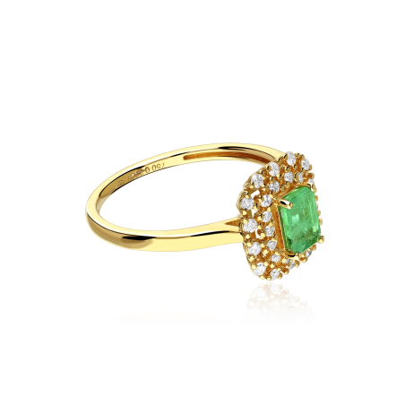 Anillo Oro 18k, esmeralda y diamantes 0.336cts "Retros"