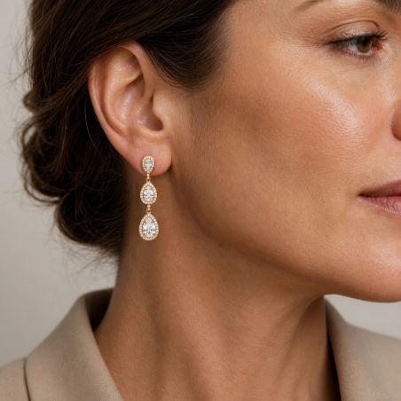 Pendientes Oro 18k y circonitas "Leonor"