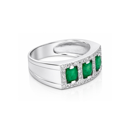 Anillo oro 18k, circonitas y esmeraldas "Salomé"