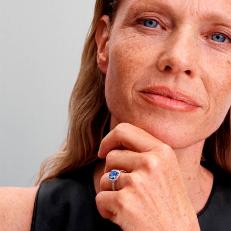 Anillo Pandora cuadrado azul 193550C01