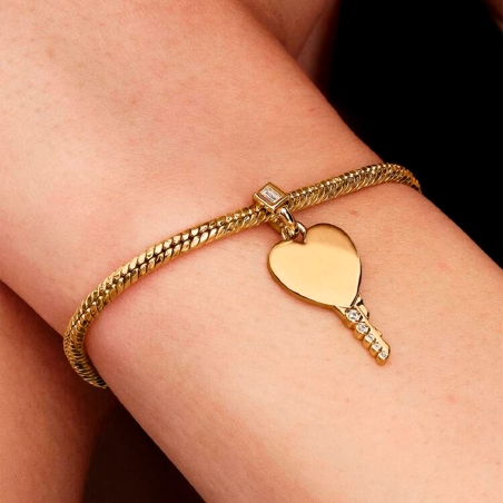 Colgante Pandora corazón y llave grabable 364353C01