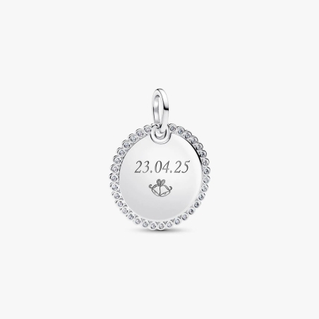 Colgante Pandora etiqueta redonda grabable 394007C01
