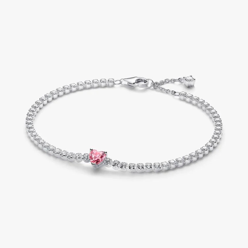 Pulsera Pandora corazón brillante rosa 590041C03