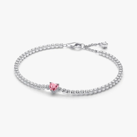 Pulsera Pandora corazón brillante rosa 590041C03
