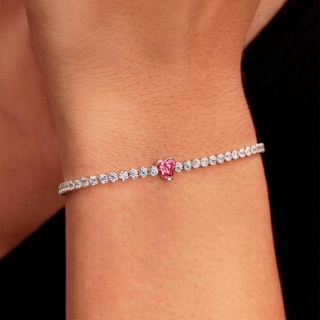 Pulsera Pandora corazón brillante rosa 590041C03