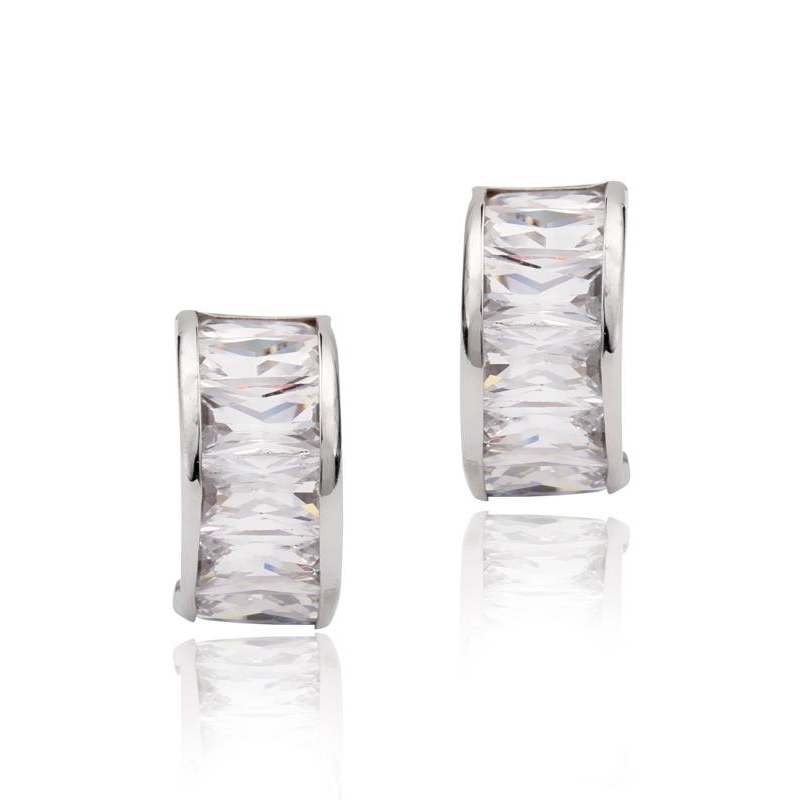 pendiente Oro Blanco con circonitas