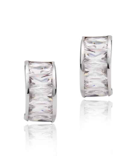 pendiente Oro Blanco con circonitas