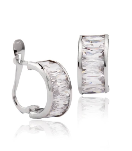 pendiente Oro Blanco con circonitas