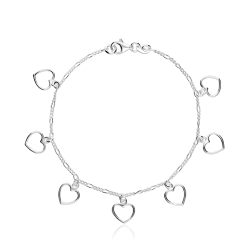 Pulsera plata de primera ley corazones "Darema"