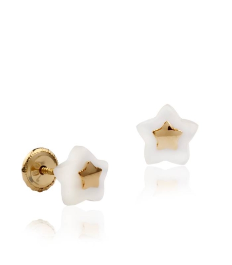 Pendientes "Sparky" oro 18k y nacar