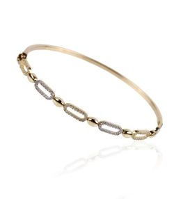 PULSERA RIGIDA ORO 18K Y CIRCONITAS