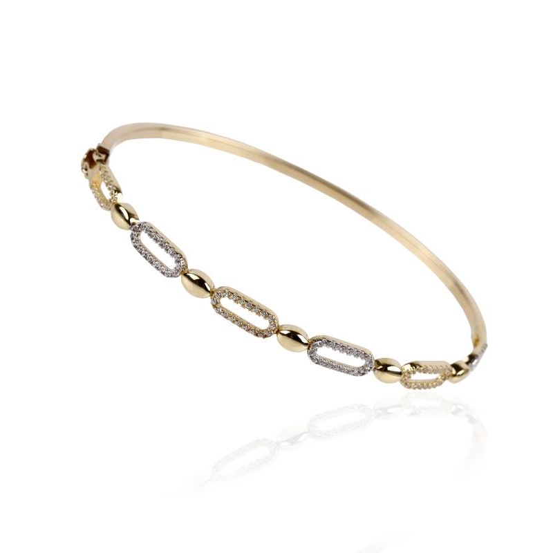 PULSERA RIGIDA ORO 18K Y CIRCONITAS