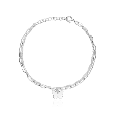 Pulsera plata primera ley mariposa "Monarca"