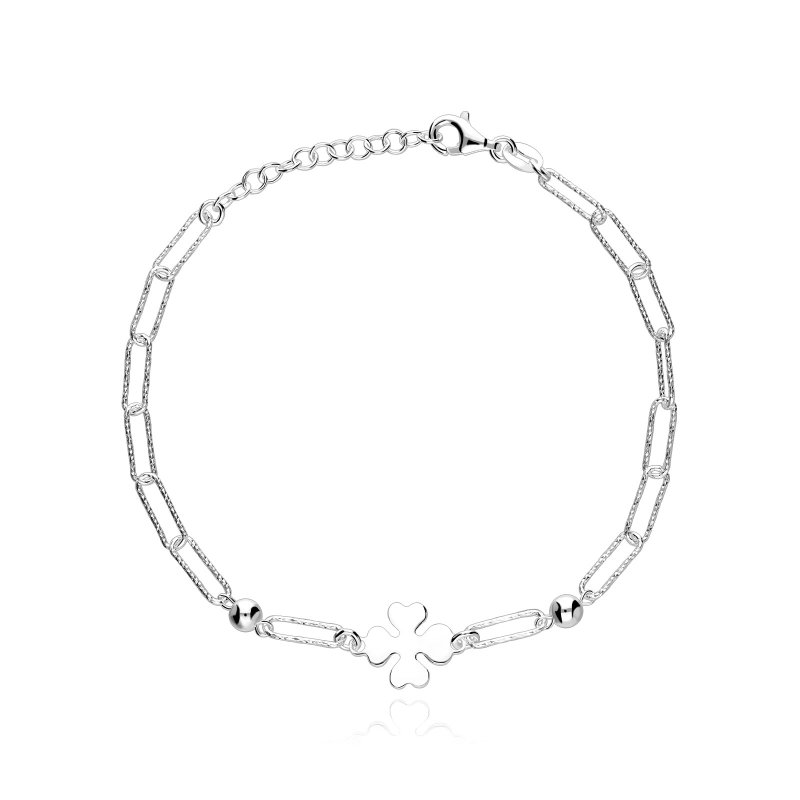 Pulsera plata primera ley treból "Afortun"