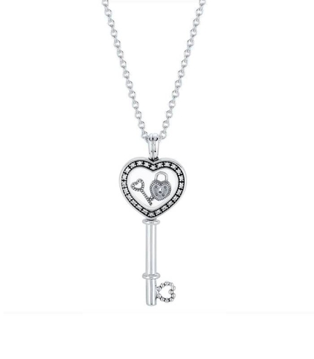 Colgante Locket en plata de ley Llave de mi Corazón Pequeño 396581CZ-80