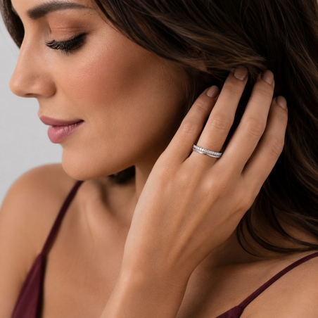 Anillo Plata primera ley y circonitas "Mulán"