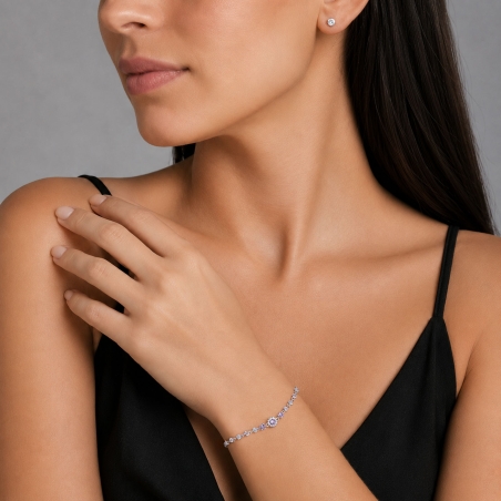 Pulsera Plata primera ley y circonitas "Violessa"