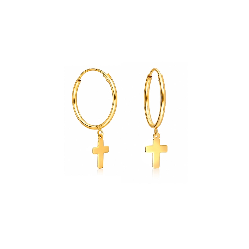 Pendientes Oro 18k cruz "Simbols"