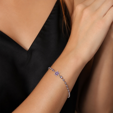 Pulsera Plata primera ley y circonitas "Purple Mood"