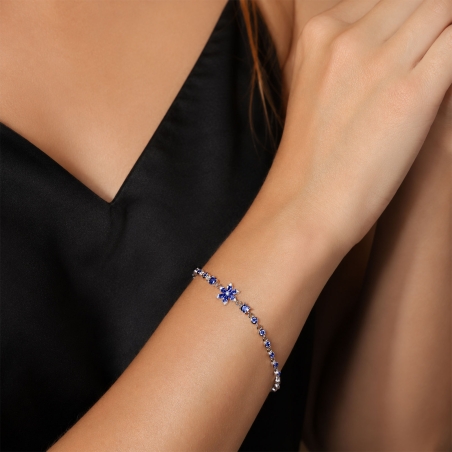 Pulsera Plata primera ley y circonitas "Blue Vibes"