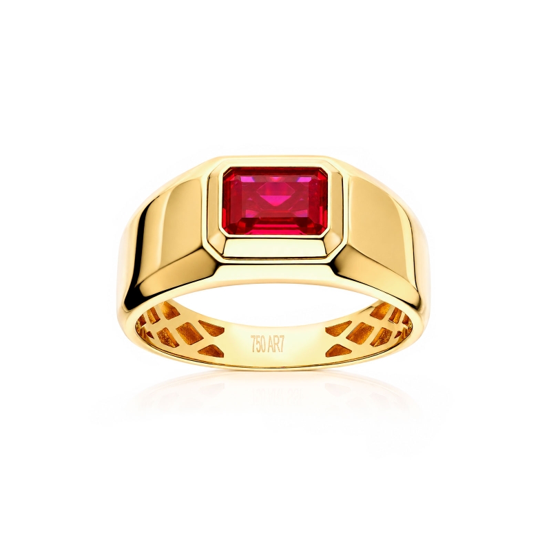 Anillo Oro 18k y gema roja "Laufey"