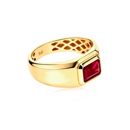 Anillo Oro 18k y gema roja "Laufey"