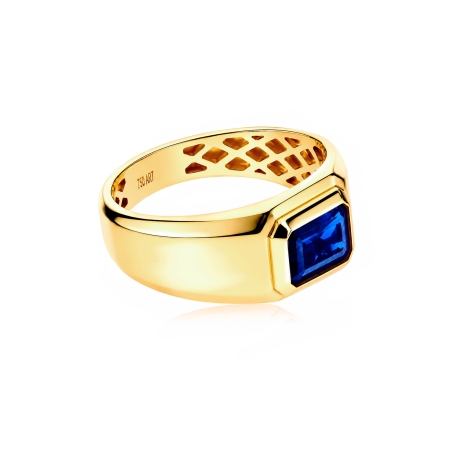 Anillo Oro 18k y gema azul "Laufey"