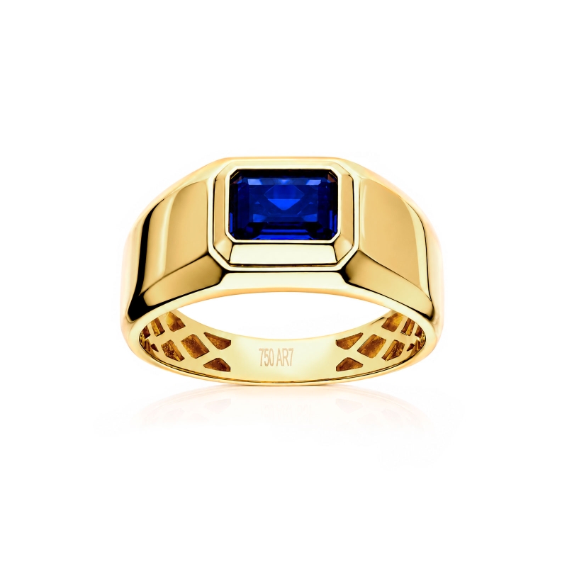 Anillo Oro 18k y gema azul "Laufey"